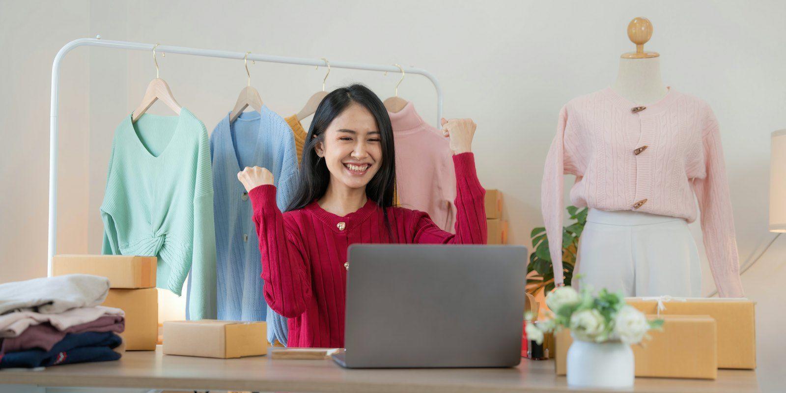 Online fashion store owner at her laptop